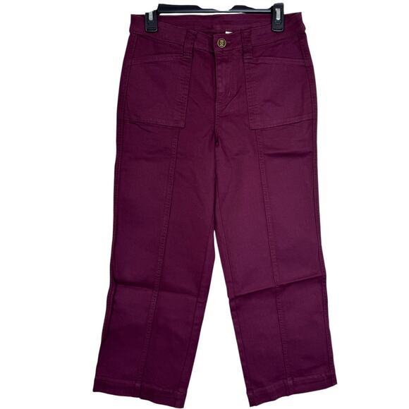 Belle by Kim Gravel Petite TripleLuxe Twill Gaucho Bordeaux 6 Petite NWOT Pocket - Picture 1 of 11